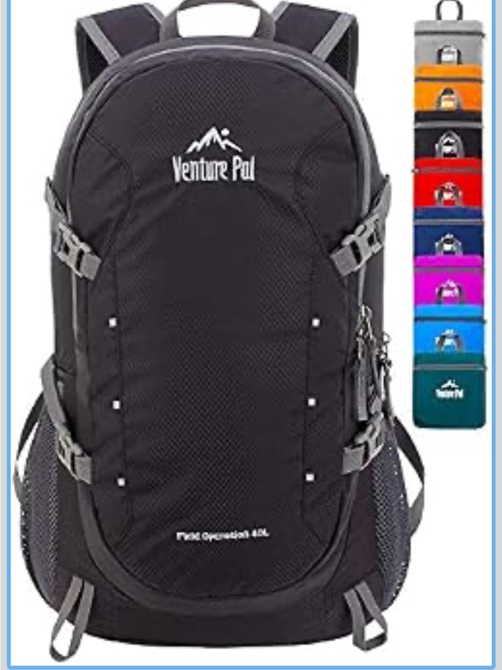 Venture Pal Black Lightweight Hiking Backpack
